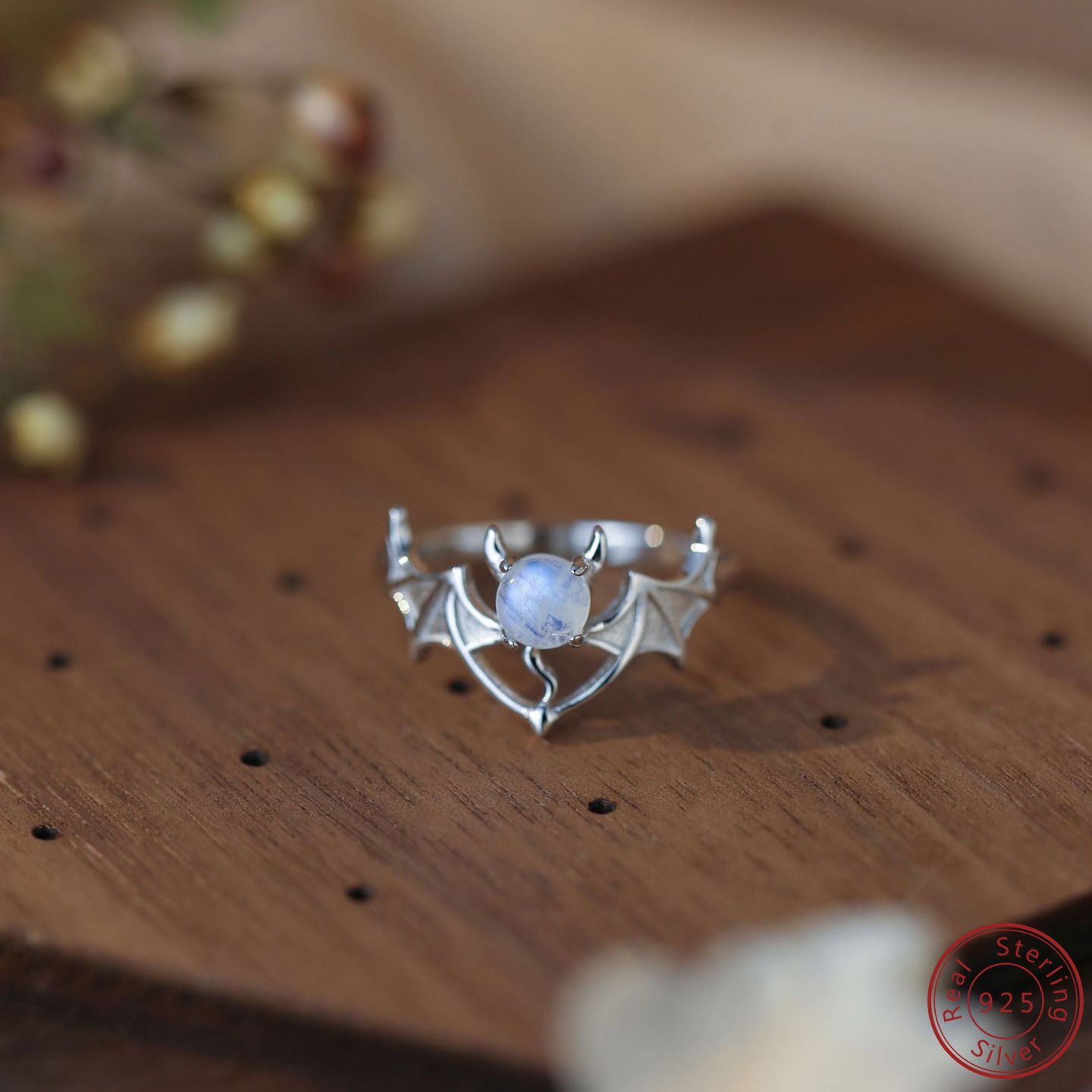 925 Sterling Silver Inlaid MoonlStone Ring fashion high-quality jewels