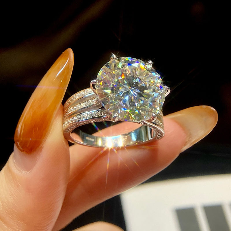 Thumbnail: Luxury 10CT Big Moissanite Diamond Wedding Engagement Rings For Women 925 Silver
