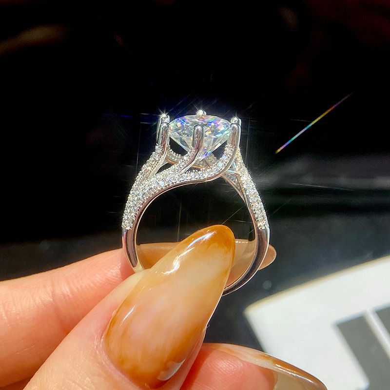 Miniaturbild: Luxury 5CT Sparkling Big Moissanite Diamond Rings for Women 925 Silver Rings