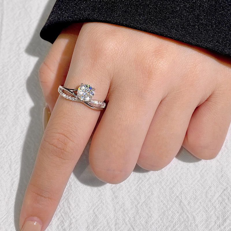 Miniatura: X shape Full Luxury 1CT Moissanite Diamond Rings for Women Gift 925 Silver