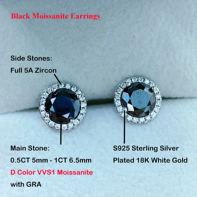 Miniature : Trendy 0.5-1ct D Color Round Moissanite Screw Earring For Women Wedding Fine Jew