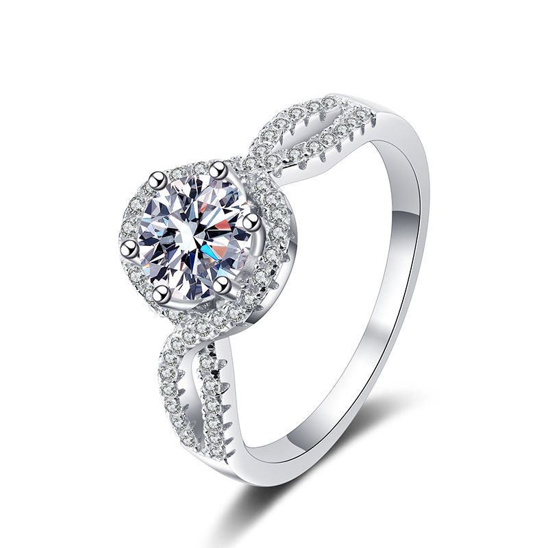 Miniaturbild: 100% Moissanite Engagement Ring Rhodium Plated S925 Silver Brilliant Cut Diamond