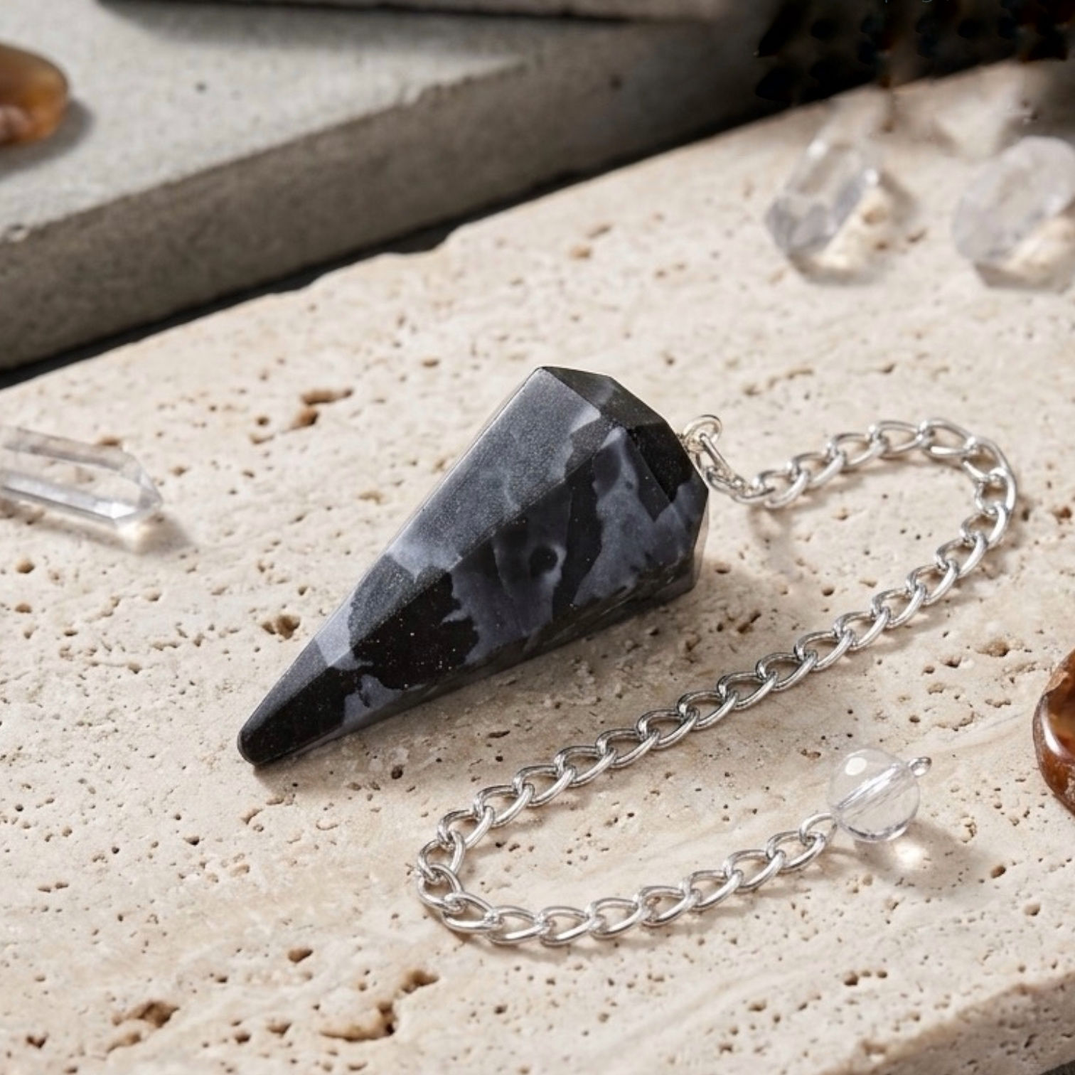 Indigo Gabbro Pendulum | Mystic Merlinite Crystal | Dowsing & Divination Tool