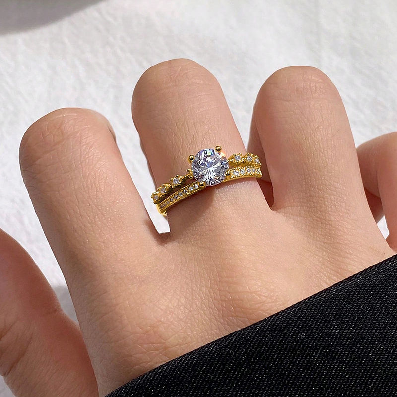 Miniaturbild: White Zircon Simple Shiny Adjustable Ring for women Engagement Wedding Rings