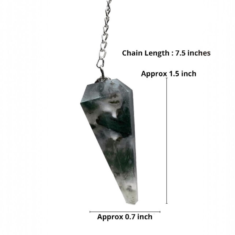 الصورة المصغرة: Moss Agate Pendulum | Grounding Healing Crystal | Reiki Dowsing Tool 