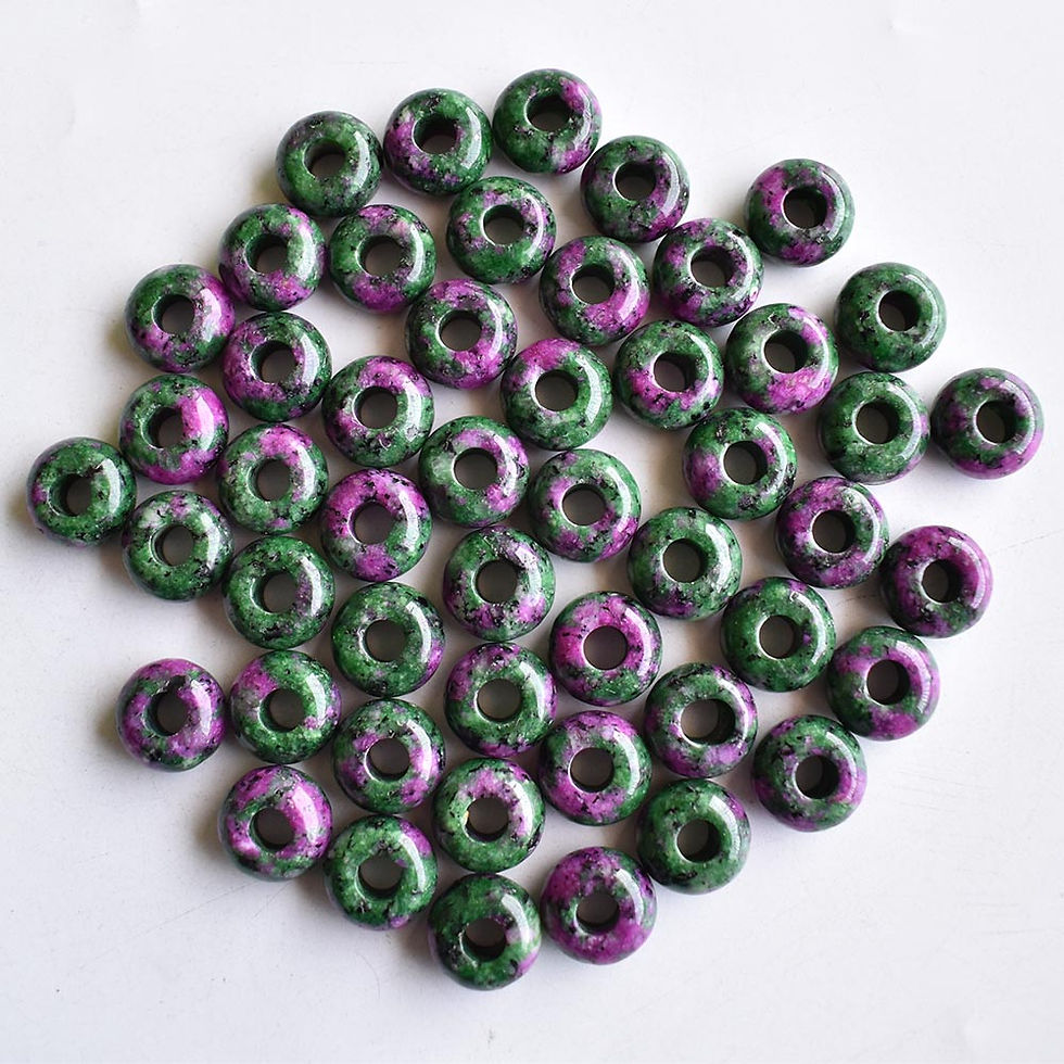 Miniaturbild: Natural ruby zoisite stone round big hole beads For Bracelet 25pcss wholesale 