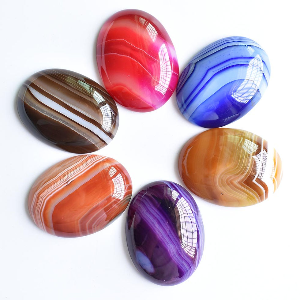 Miniaturbild: 6pcs/lot Wholesale 30x40mm natural mixed strip agate oval CABOCHON for jewelry 