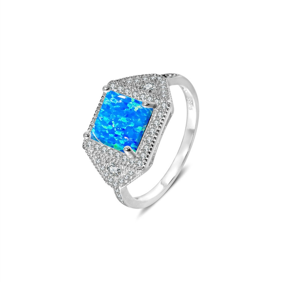 Miniatura: 925 Sterling Silver Natural Square Zircon Blue Aobao Ring Fashion Ring for Women