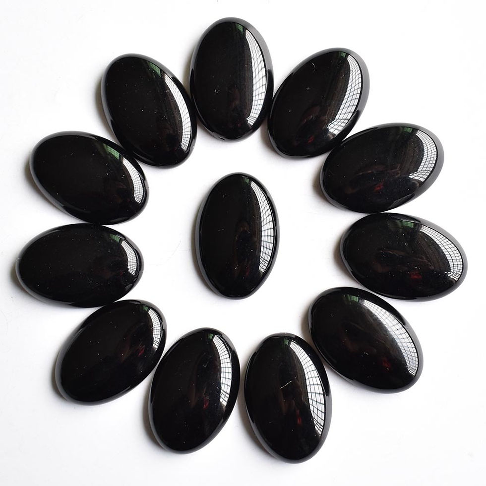 Miniaturbild: Natural black onyx loose stone oval CABOCHON 20x30mm 12pcs/lot Wholesale 