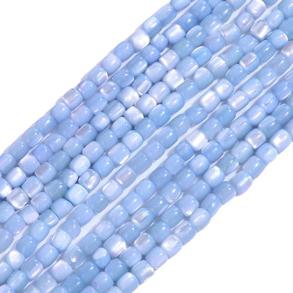 الصورة المصغرة: 110pcs/strip 3mm Cylinder Bead Natural Blue Mother Of Pearl Shell Loose Bead
