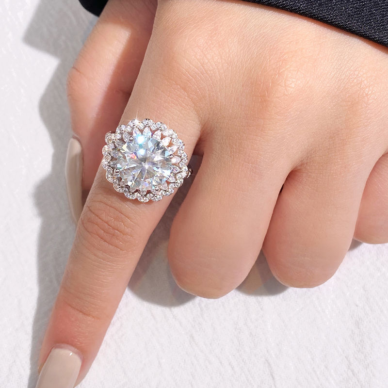 Thumbnail: Luxury D Color 5CT Big Moissanite Diamond Rings For Women 925 Sterling Silver