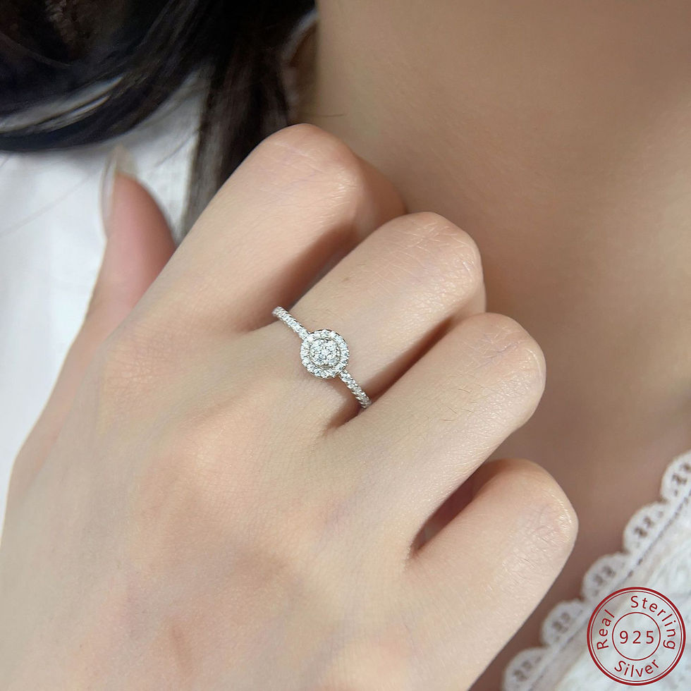 Miniatura: 925 sterling silver round white zircon ring high-quality trendy women's ring