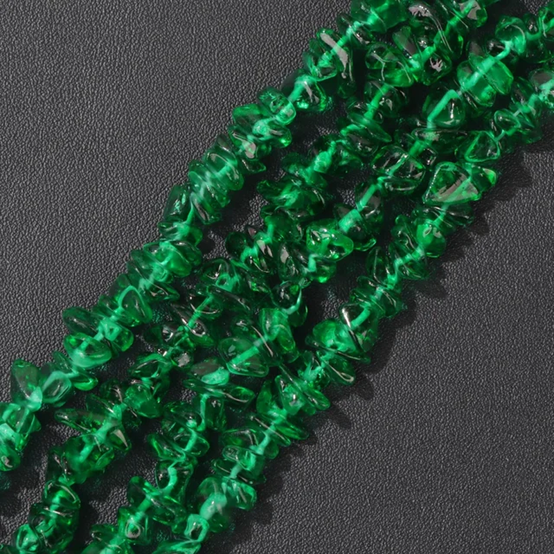 Thumbnail: 5-8MM Colorful Irregular Glass Beads Dyed Transparent Uncut Crystal Chips Beads 