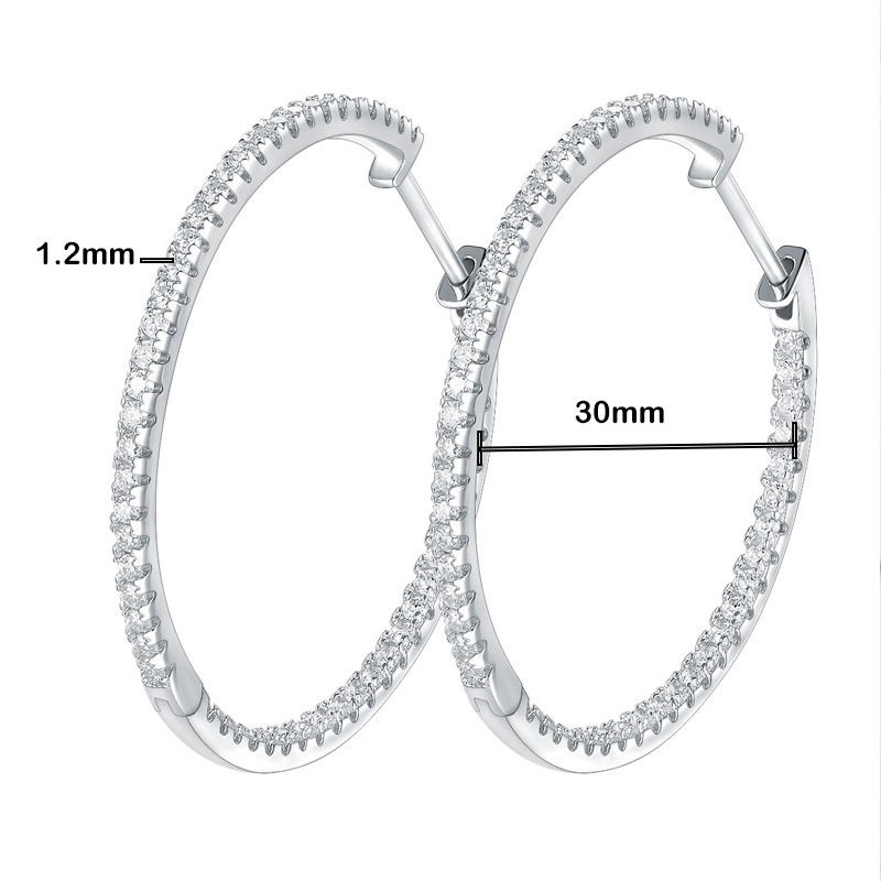 Miniaturbild: Luxury 1.56cttw Full Moissanite Hoop Earrings For Women Party S925 Sterling Silv