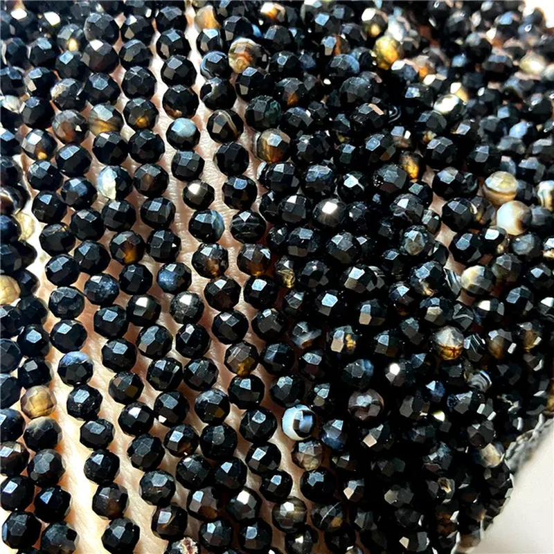 Miniatura: 3 4Mm Natural Faceted Stone Bead Labradorite Quartz Small Bead for Jewelry  15''