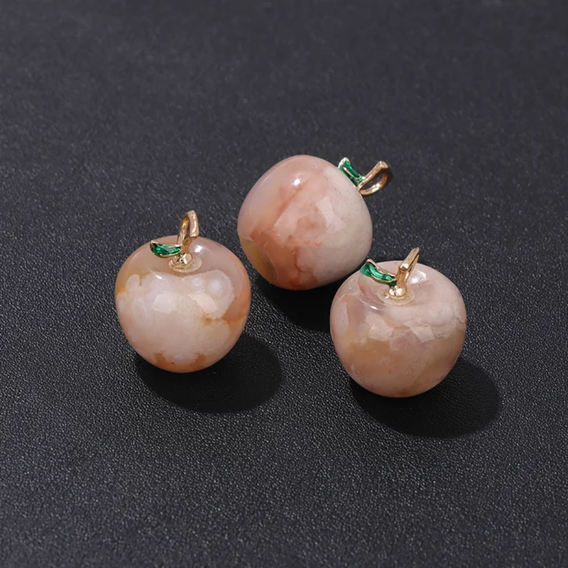 الصورة المصغرة: 5PC Mini Natural Stone Apple Decor Healing TigerEye Statue Pendant Home Decorate