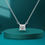 الصورة المصغرة: 1CT Princess Cut Solitaire Square Moissanite Diamond Pendant Necklace 18k Gold
