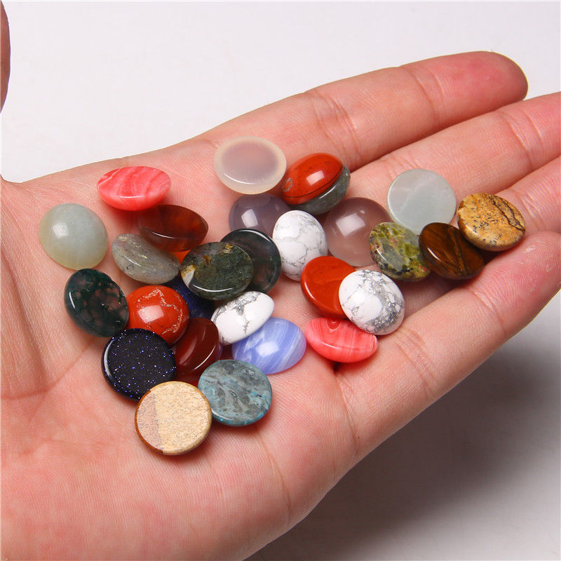 Thumbnail: Wholesale 10pcs Natural Round Amethyst Cabochon – Semi Back for DIY Jewelry