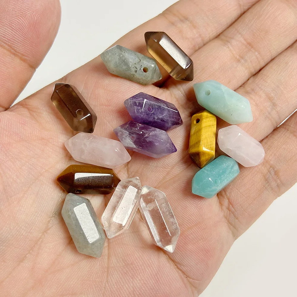 Miniaturbild: High Quality Hexagon Shaped Pendant Natural Gemstone Bead Energy Ore Stone Bead 