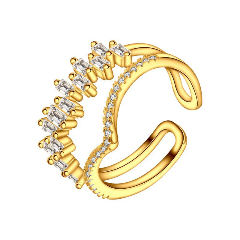 Thumbnail: 925 sterling silver Ring Versatile Irregular zircon opening adjustable ring