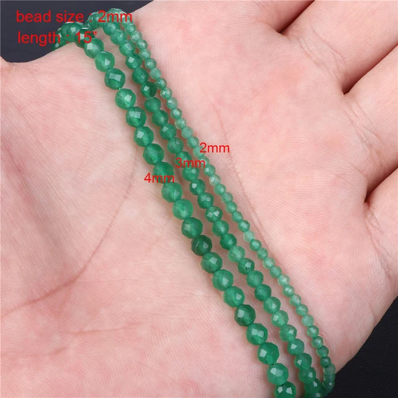 Miniaturbild: Green Aventurine Bead Natural Jades Faceted Round Loose Beaded for Jewelry 