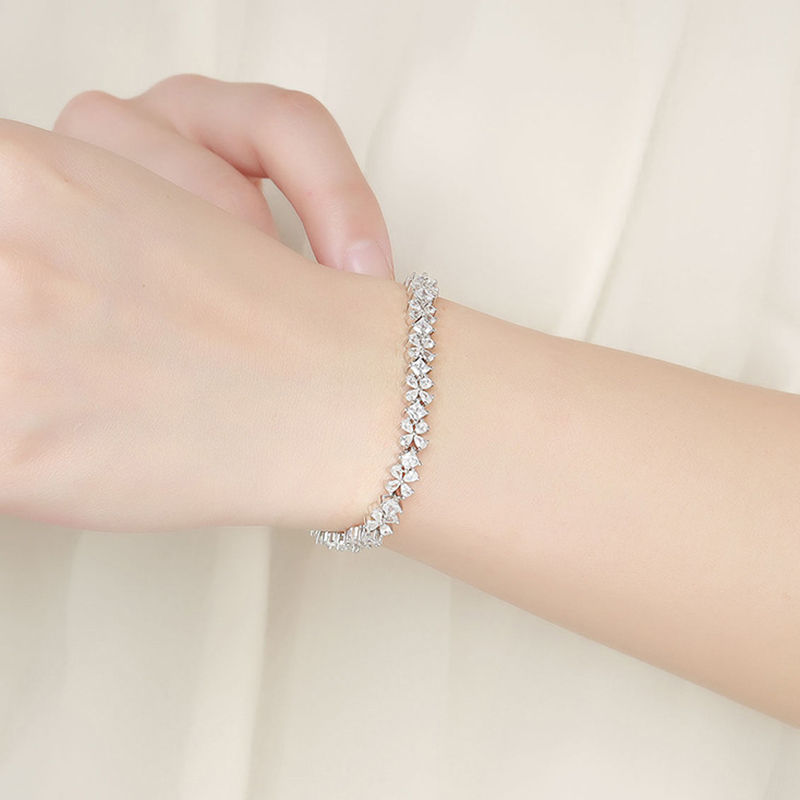 Thumbnail: Original Clover Pear Cut Zircon Tennis Bracelet for Women Lady S925 Silver High 