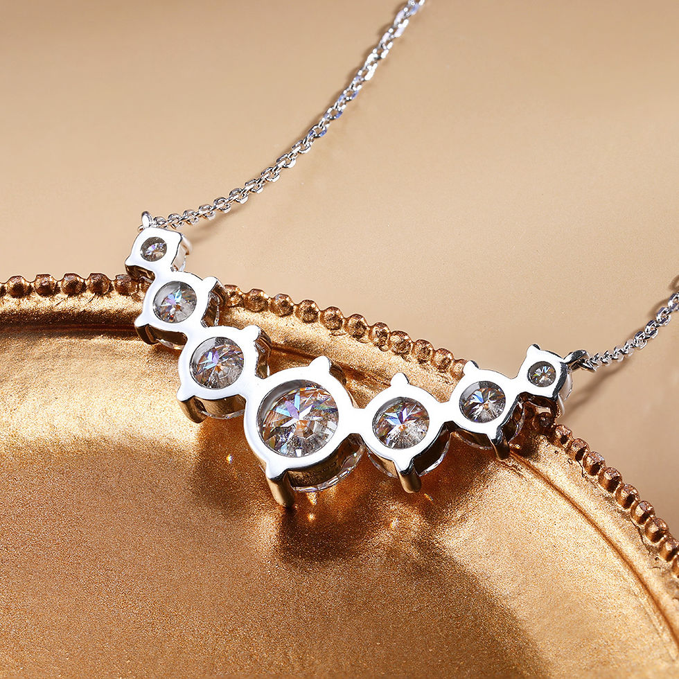 الصورة المصغرة: Smile Shape All Moissanite Pendant Necklace for Women 7-stone D Color Diamond