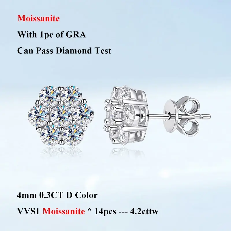 Miniatura: 7-Stone Full 5mm D Color Moissanite Pendant Necklace for Women S925 Silver 3.5ct