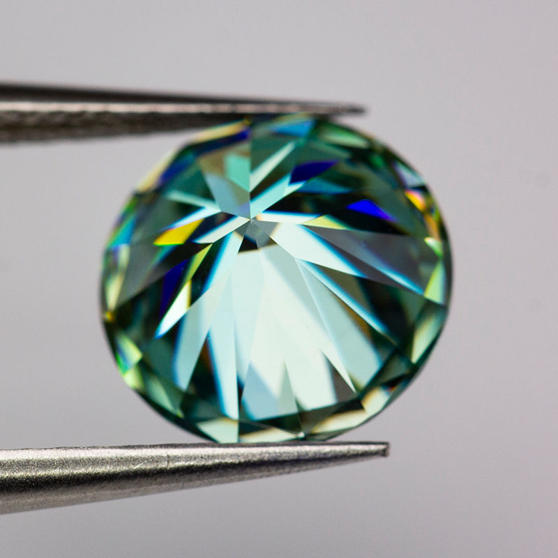 Miniaturbild: Never Fade Peacock Blue Moissanite Stone 8 Hearts & Arrows Round Cut 1.0-3.0ct