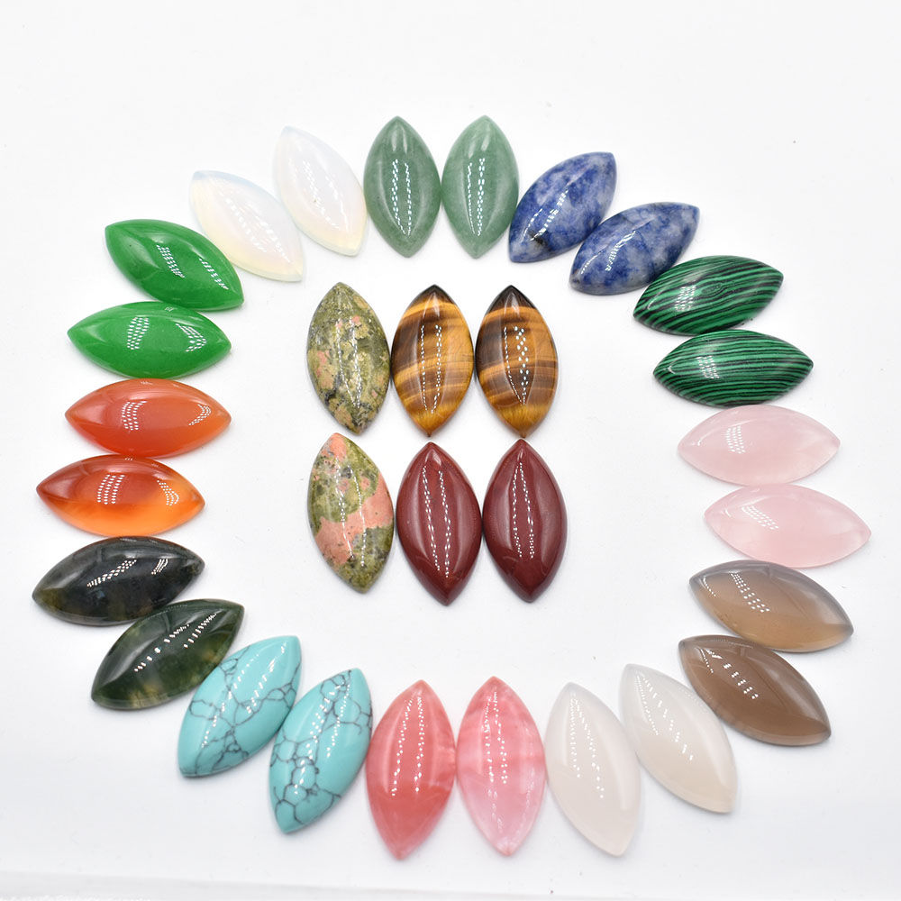 Natural stone horse eye shape cabochons bead for Jewelry15x30mm Wholesale 20pcs