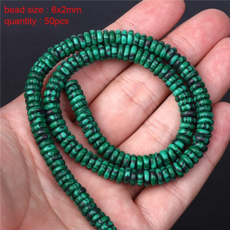 Miniaturbild: Malachite Stone Bead Green Charm round Irregular Shape Loose Beads for Jewelry 