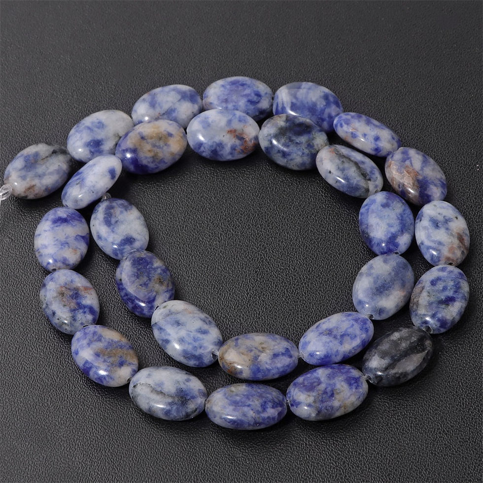 الصورة المصغرة: 10x15mm Natural Stone Flat Oval Beads – Amazonite, Rose Quartz, Amethyst