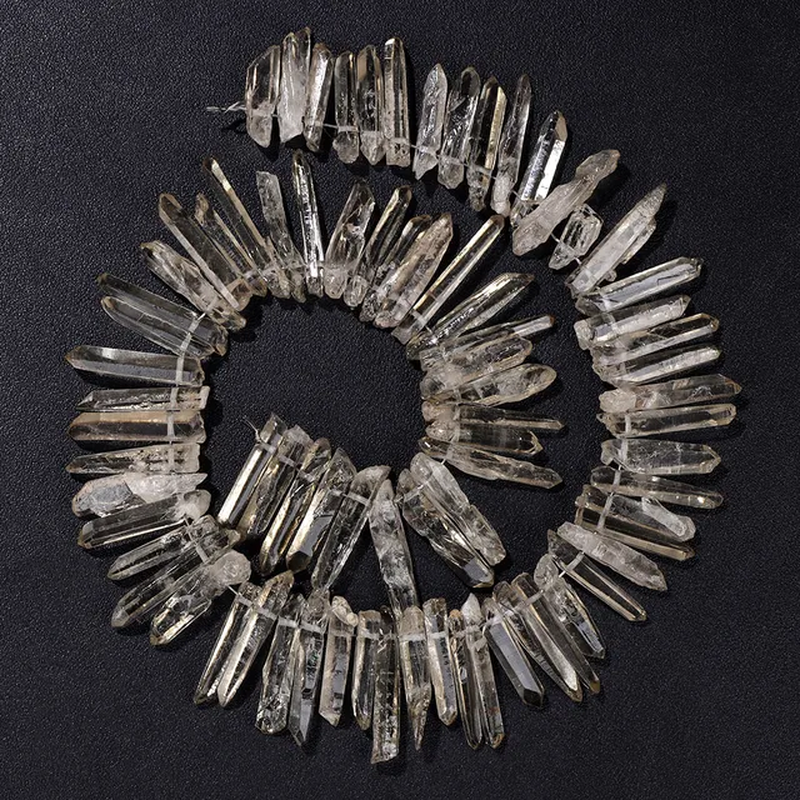 الصورة المصغرة: Crystal Stick Beads Electroplated Color Irregular Loose Gemstone Point Bead 15"