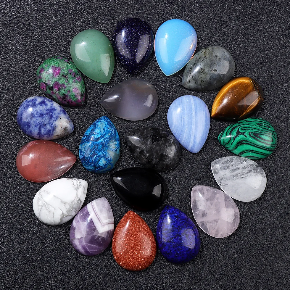 Miniaturbild: 10Pcs Natural Waterdrop Stone Cabochon Beads Semi-Flat Teardrop Cameo Beads 