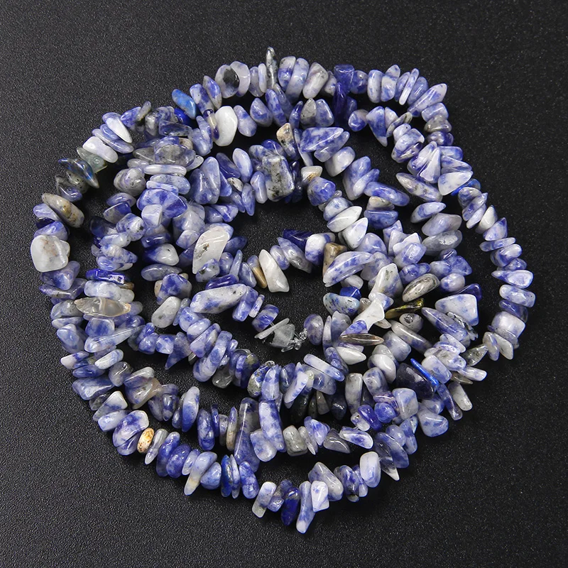 Thumbnail: Natural Gravel Stone Beads Lapis Lazuil Bostwana Sodalite Chips Bead Uncut 3-5Mm