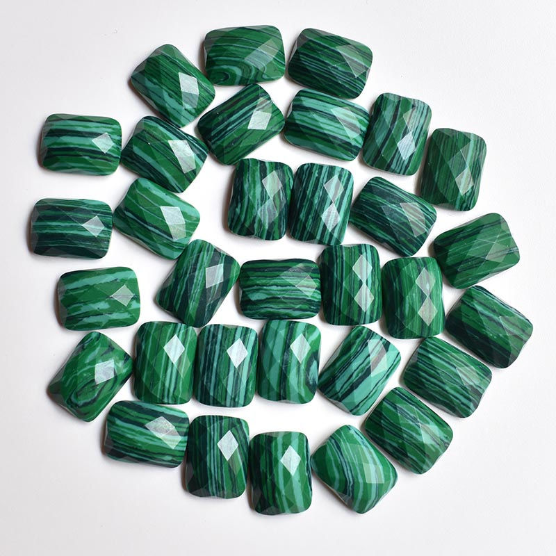 Miniaturbild: Wholesale 30pcs natural stone mixed rectangle CABOCHON faceted beads 12x16mm 