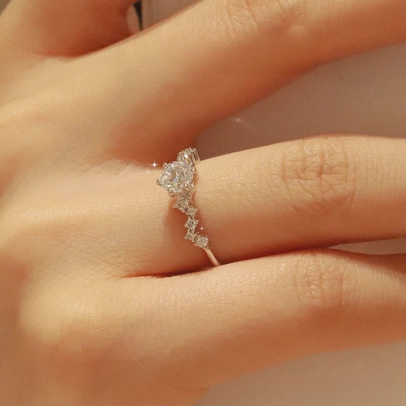 Miniatura: Sparkling 100% Real 1CT Moissanite Ring for Women S925 Silver Plated 18K White G