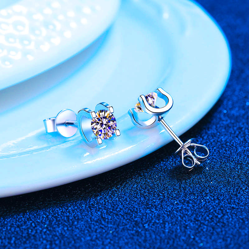 الصورة المصغرة: GRA Moissanite Stud Earrings 2ct D Color VVS1 Brilliant Round Cut Lab Diamond
