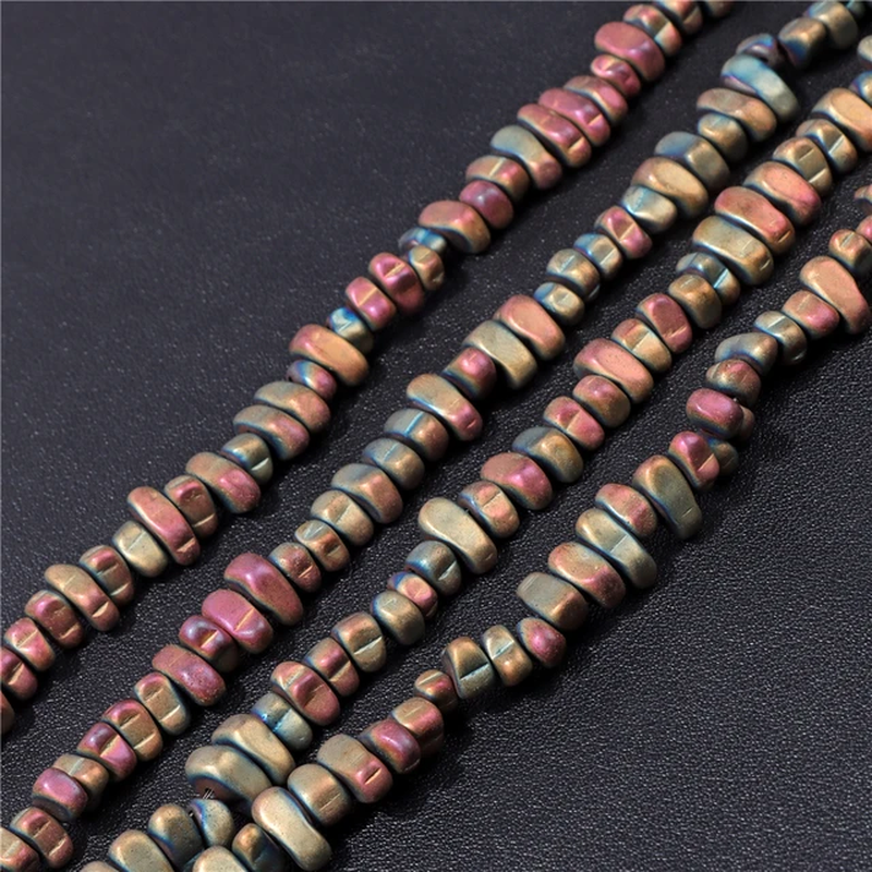 Thumbnail: Natural Hematite Stone Bead 5-10Mm Irregular Chip Plating Multicolor Gravel Bead