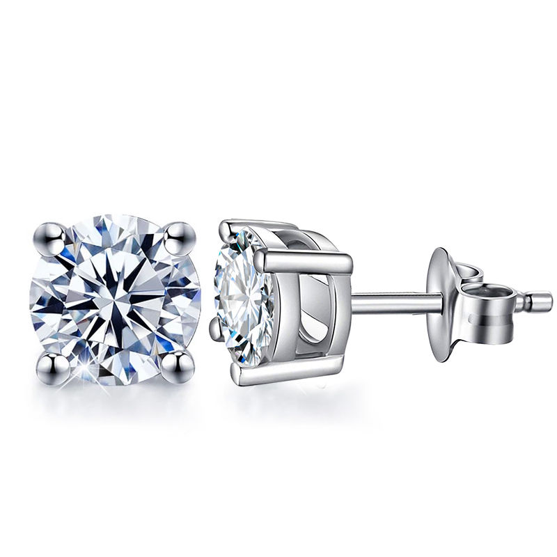 الصورة المصغرة: 0.1-3 Carat Test Passed Moissanite Studs Earrings for Men Women S925 Silver