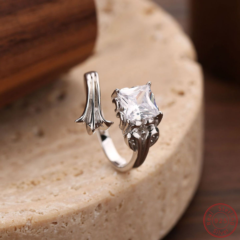 Miniatura: 925 sterling silver luxury rings crystal gemstone angel wing open ring