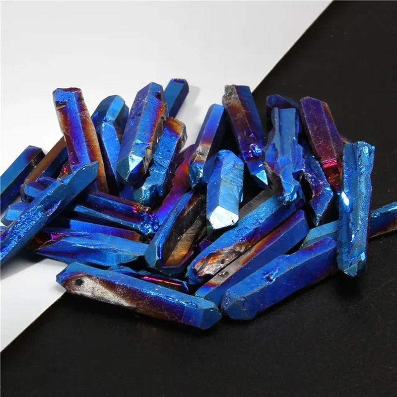 Miniaturbild: Natural Gemstone Stick Beads Top Drilled Rainbow Crystal Loose Point Beads 