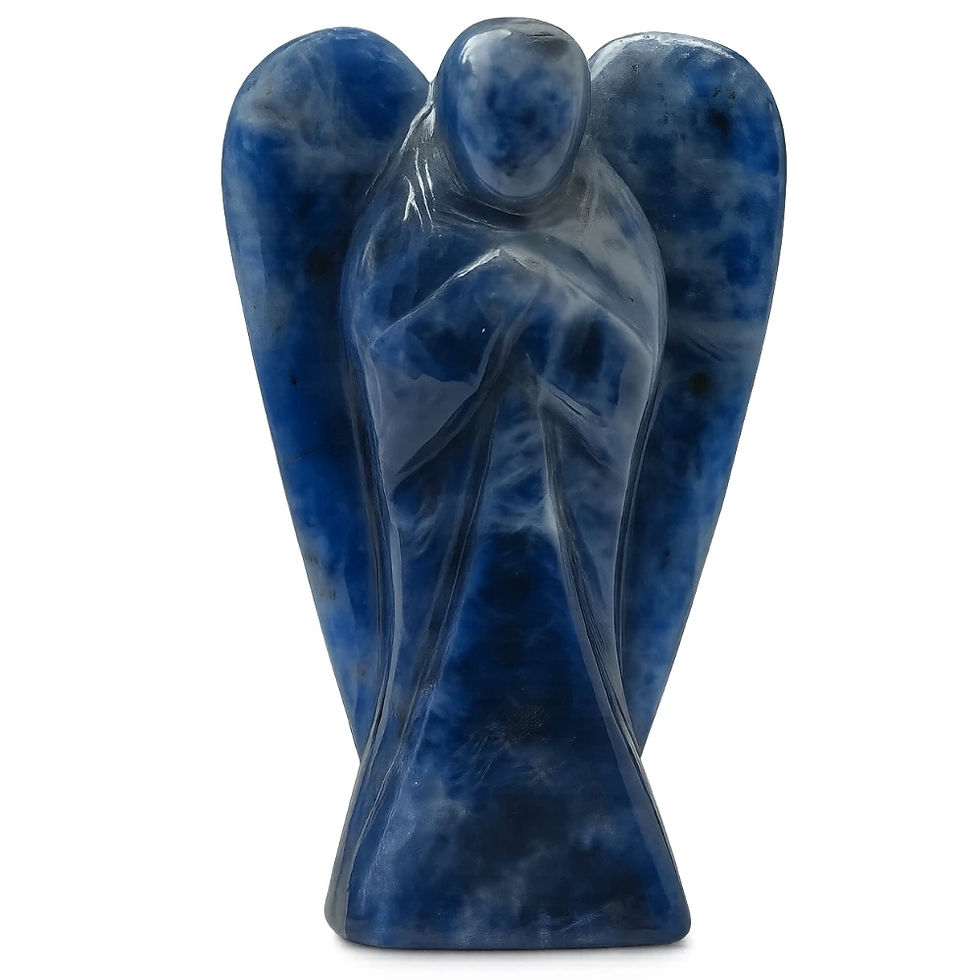Miniature : Natural Sodalite Angel Statue Calm Mind, Healing & Spiritual Energy Home Decor