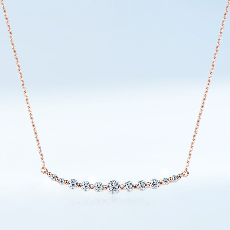 Miniatura: New In S925 Sterling Silver Real 1.1cttw Moissanite Pendant Necklace for Women A