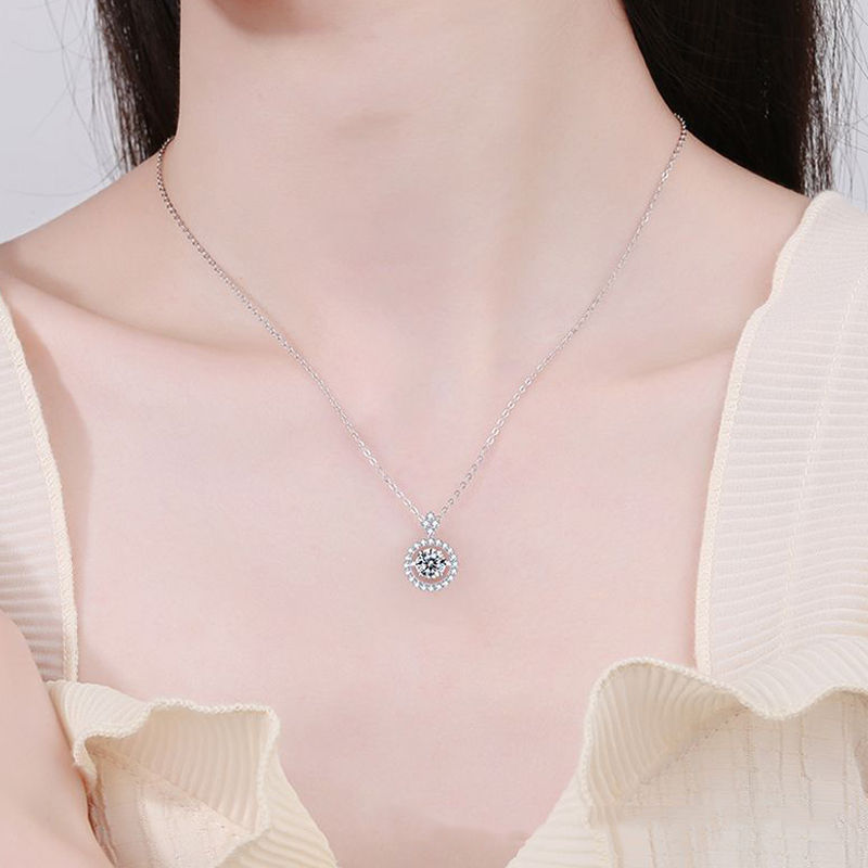 Miniatura: 925 Sterling Silver 1ct D VVS1 Diamond with GRA Moissanite Beating Heart Pendant
