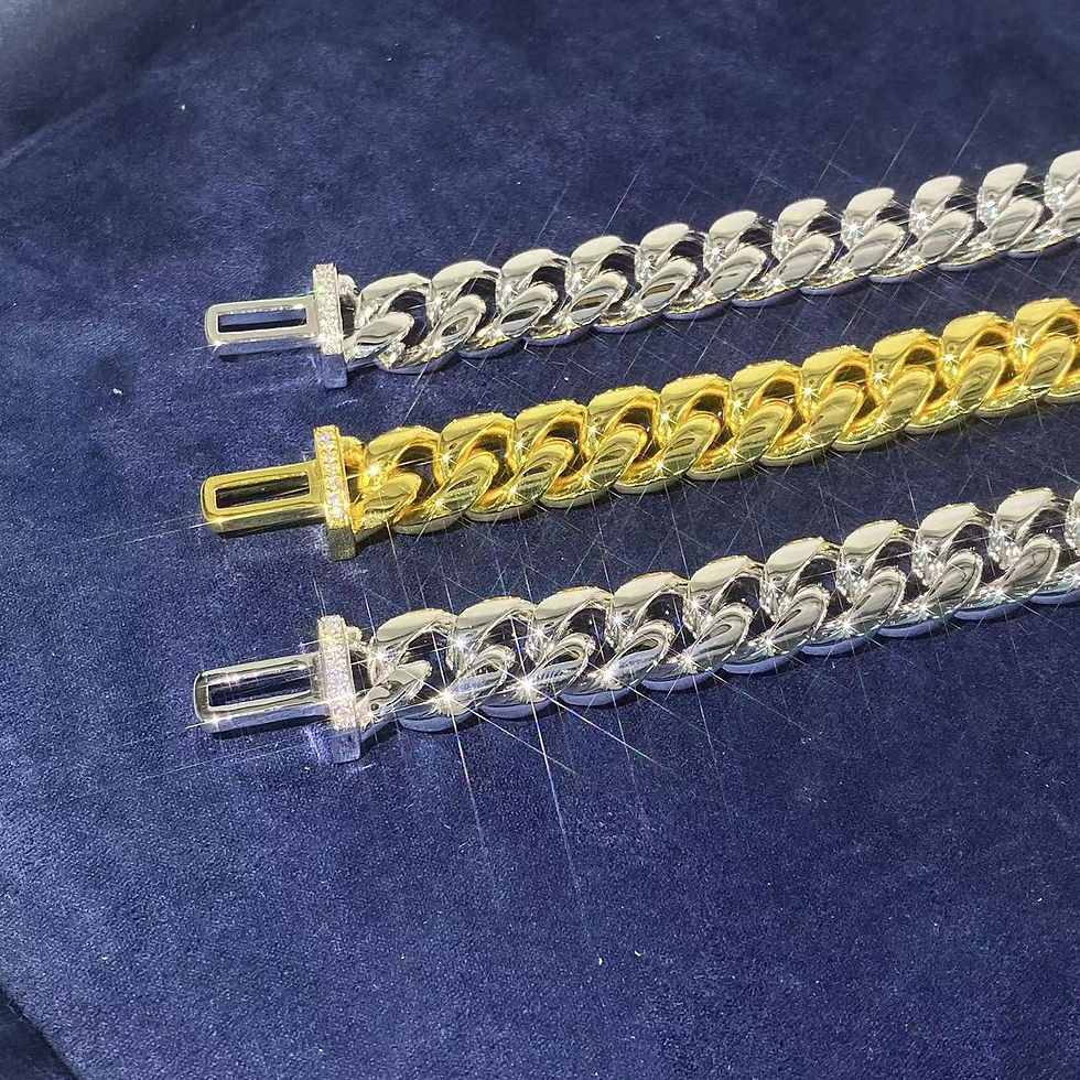 Thumbnail: Luxury D Color Full Moissanite Cuban Chain Tennis Necklace for Men Women Stainle