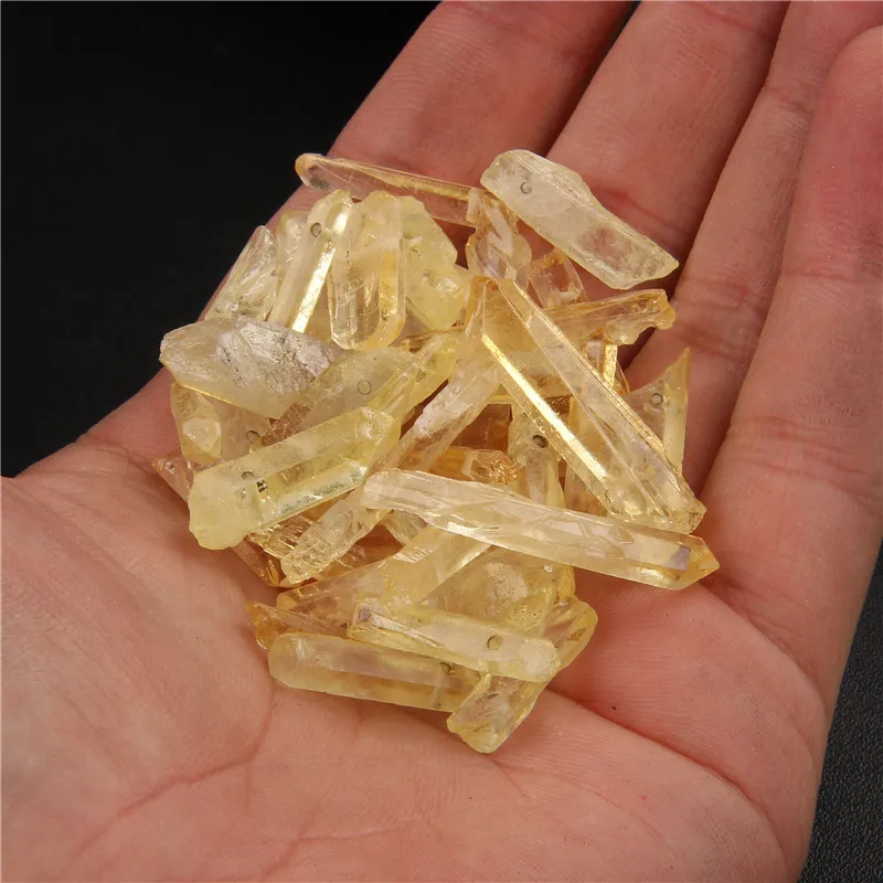 Thumbnail: Natural Quartz Stick Beads Top Drilled Gradient Color Raw Loose Point Bead 