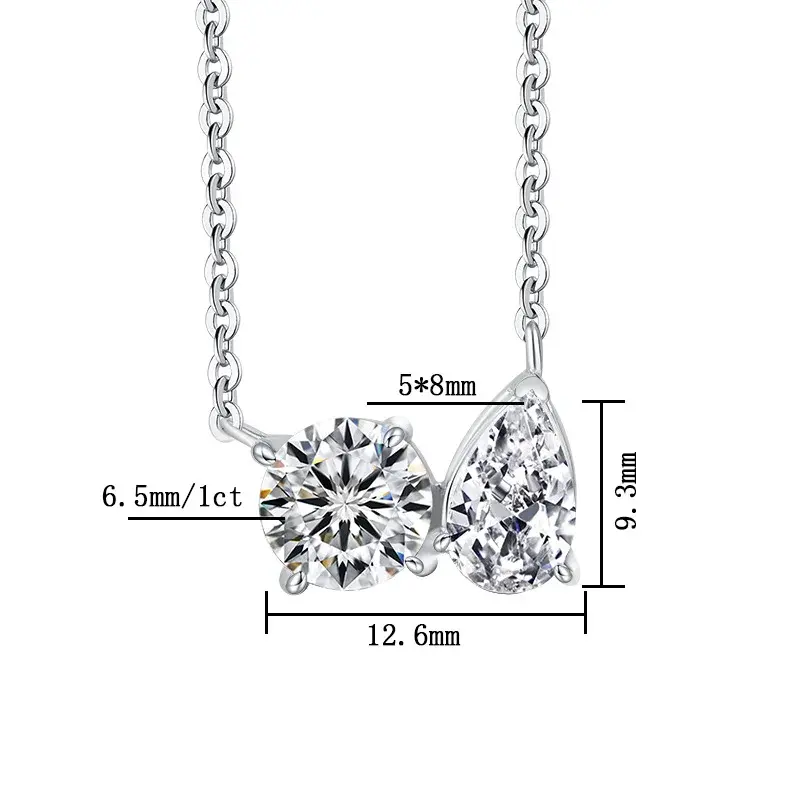 الصورة المصغرة: Pear Round Cut 2cttw D Color Moissanite Diamond Pendant for Women Men 925 Silver