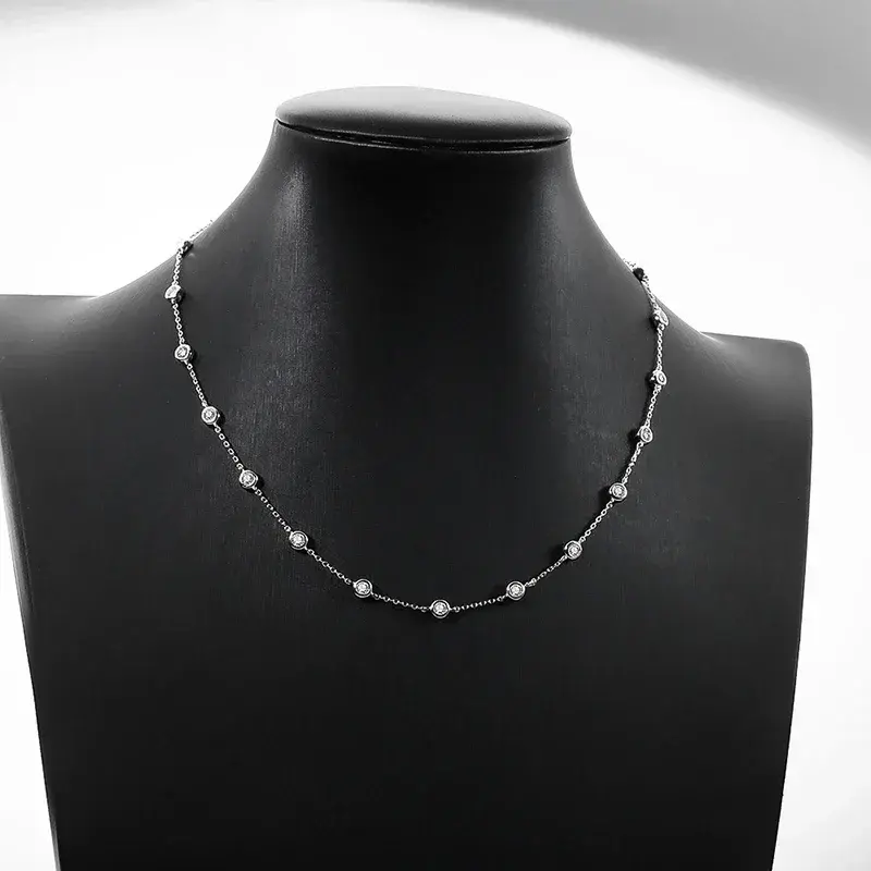 Miniaturbild: 3mm D Color Full Moissanite Tennis Necklace with Certificate 925 Sterling Silver