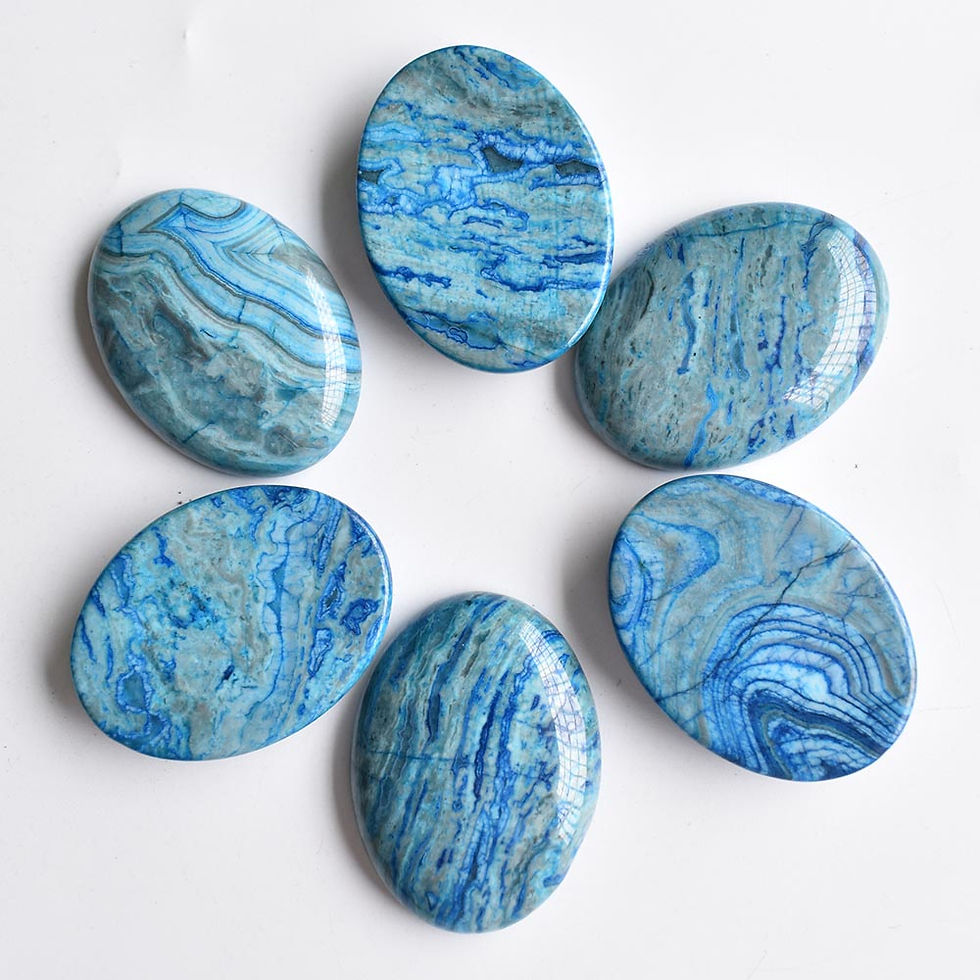 Miniaturbild: 6pcs/lot Wholesale 30x40mm natural blue agate oval CABOCHON beads for jewelry 
